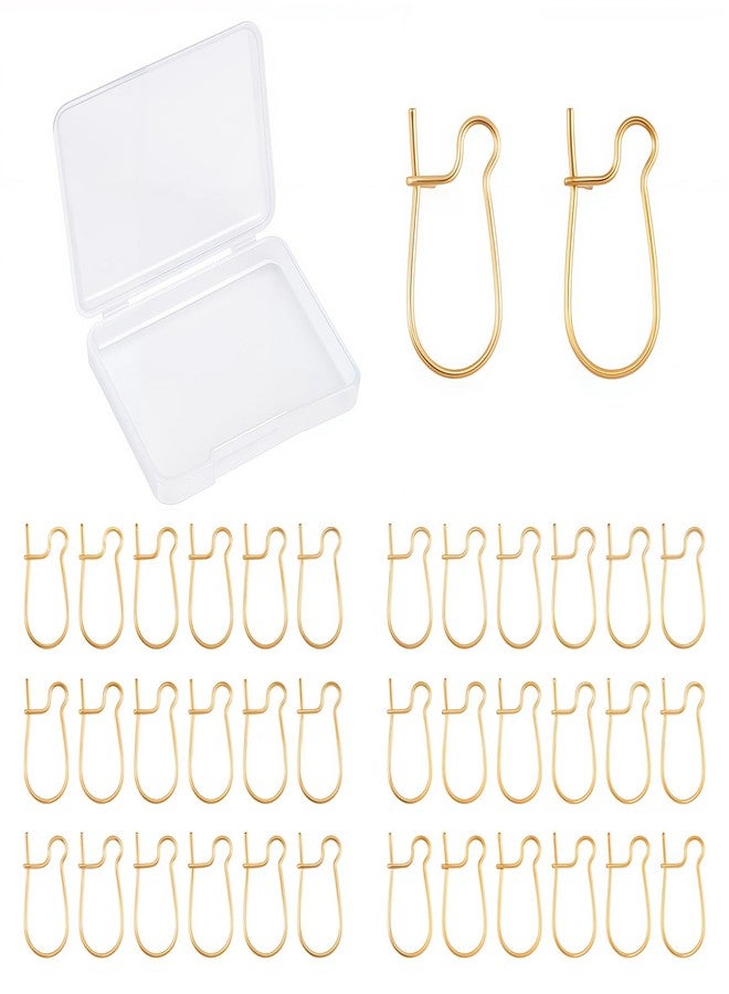 CREATCABIN 1 Box 100pcs Kidney Ear Wires 18K Gold Plated U-Shaped Earring Hooks Earring Components Long Dangle Earrings DIY Jewellery Making 9 x 19mm - Image 1