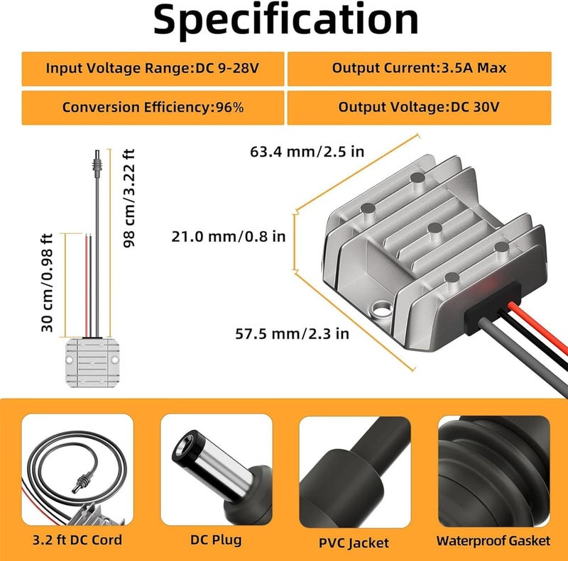 Small 30V 3.5A Electric Converter 12V 24V Input Overcurrent Defense Designs Aluminum for Mobile Power Systems Aluminum Electric Enhancer - Image 5