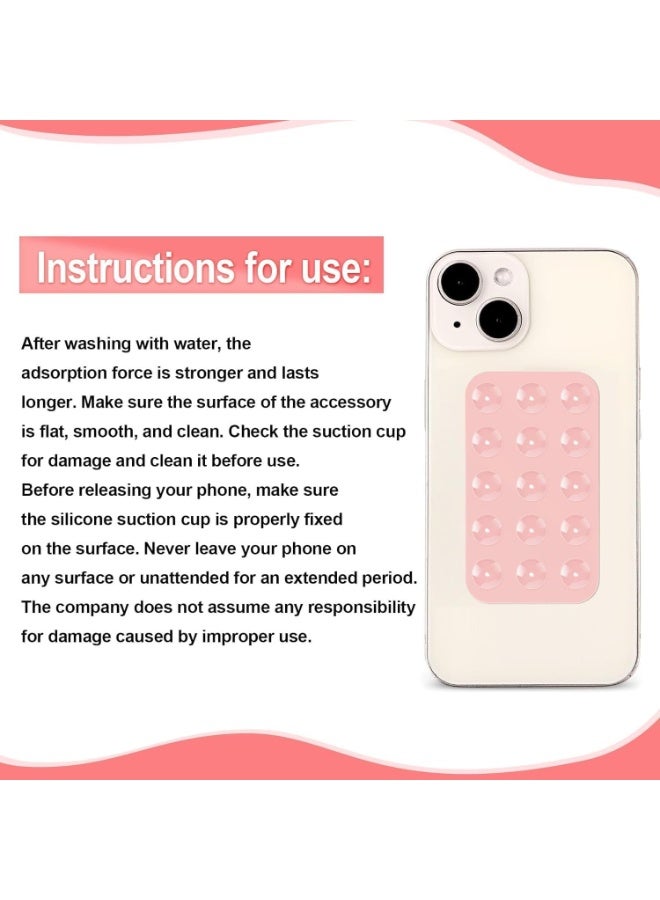 2 Pack Silicone Suction Phone Case, Double Sided Suction Cup, Anti-Slip Hands-Free Mobile Accessory Holder, Suitable for Videos and Selfies (Black, Light Pink) - Image 4