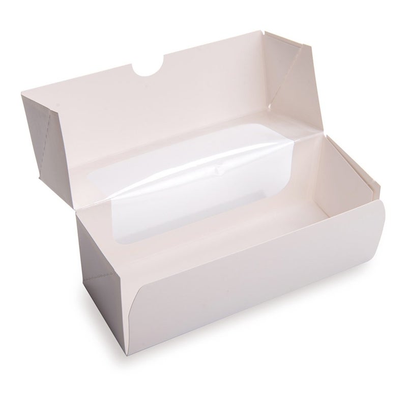 Restaurantware Cafe Vision 13 Ounce Baking Boxes 200 Clear Window Cake Roll Boxes - Grease-Resistant Built-In Lid White Paper Loaf Boxes For Macarons Donuts And Cookies 6 x 2.5 x 2 Inch - Image 4