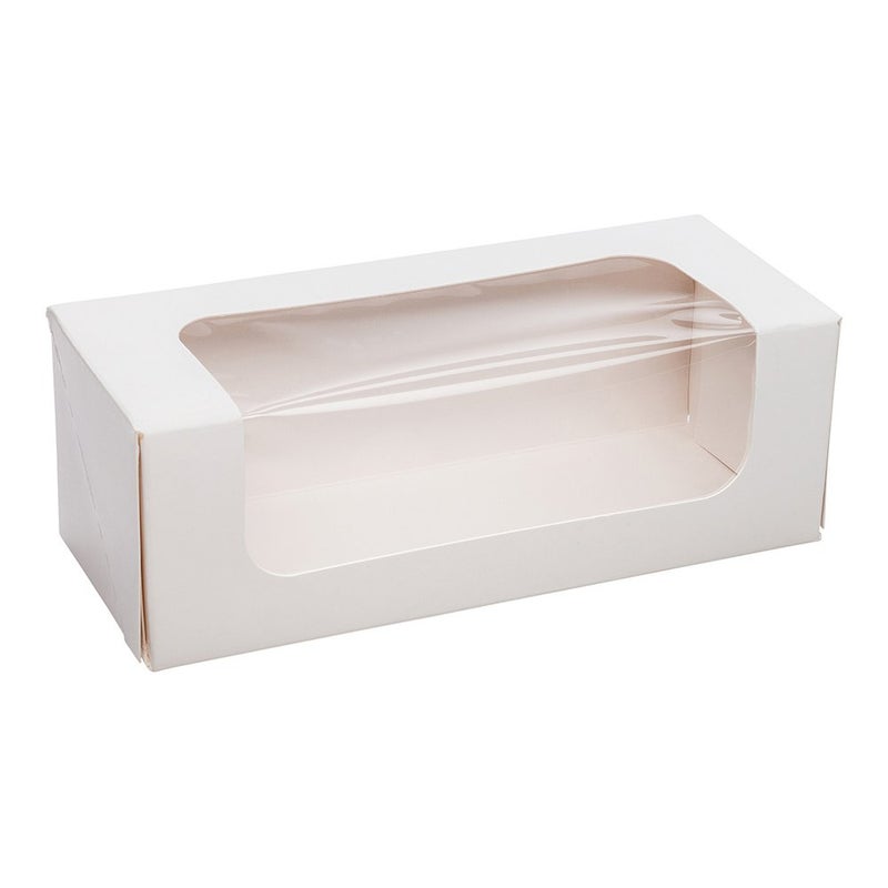 Restaurantware Cafe Vision 13 Ounce Baking Boxes 200 Clear Window Cake Roll Boxes - Grease-Resistant Built-In Lid White Paper Loaf Boxes For Macarons Donuts And Cookies 6 x 2.5 x 2 Inch - Image 2