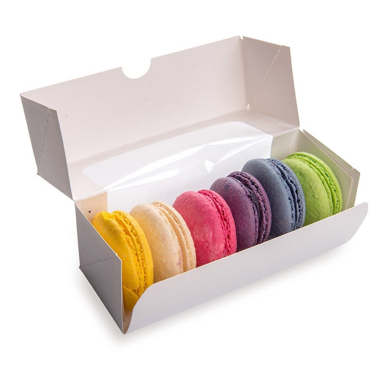 Restaurantware Cafe Vision 13 Ounce Baking Boxes 200 Clear Window Cake Roll Boxes - Grease-Resistant Built-In Lid White Paper Loaf Boxes For Macarons Donuts And Cookies 6 x 2.5 x 2 Inch - Image 5