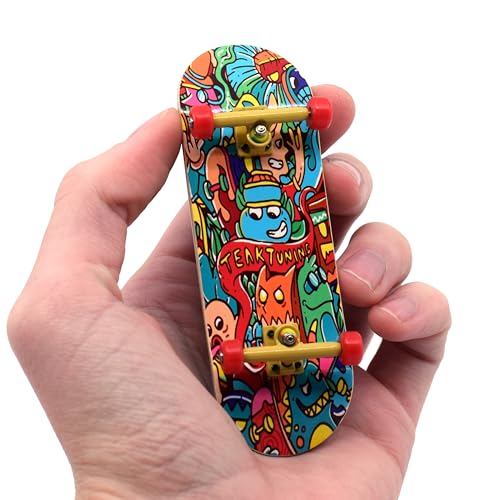 Teak Tuning 32mm Pro Fingerboard Heat Transfer Graphic Complete Fully Assembled with Pro Level Parts Pro Shaped Wood Deck 34x97mm UltraSpin Wheels Prodigy Trucks Bubble Bushings Monsters - Image 1
