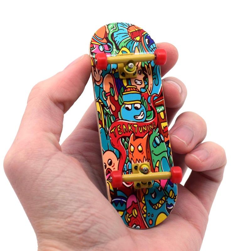 Teak Tuning 32mm Pro Fingerboard Heat Transfer Graphic Complete Fully Assembled with Pro Level Parts Pro Shaped Wood Deck 34x97mm UltraSpin Wheels Prodigy Trucks Bubble Bushings Monsters - Image 2