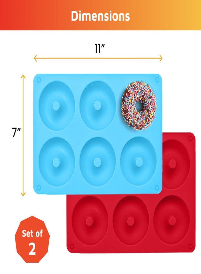 HOTPOP Silicone Donut Molds for Baking - Set of 2 Nonstick Pans (Red, Blue), Makes 12 Donuts - Flexible, Reusable, Dishwasher Safe Molds for Oven - Perfect Donut Mold for Baking Sheets - Image 3