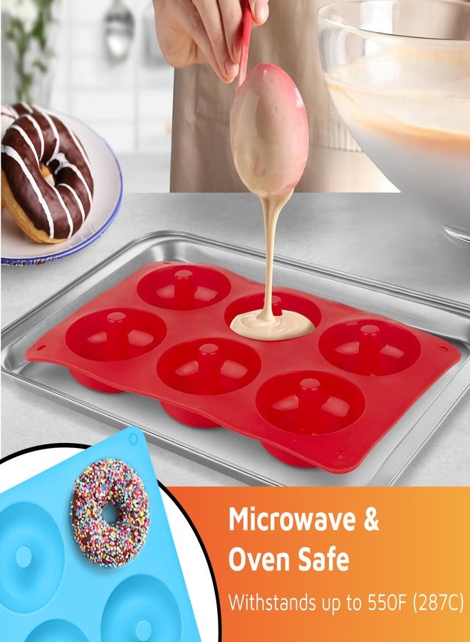 HOTPOP Silicone Donut Molds for Baking - Set of 2 Nonstick Pans (Red, Blue), Makes 12 Donuts - Flexible, Reusable, Dishwasher Safe Molds for Oven - Perfect Donut Mold for Baking Sheets - Image 4