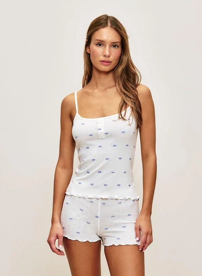 Undiz Cotton pointelle shorts with knot print