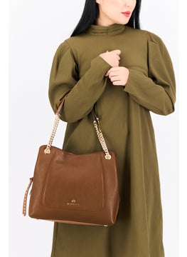 Michael Kors Women Brand Logo  Shoulder Bag 27 H x 34  L x 12 W cm, Brown  - Image 2