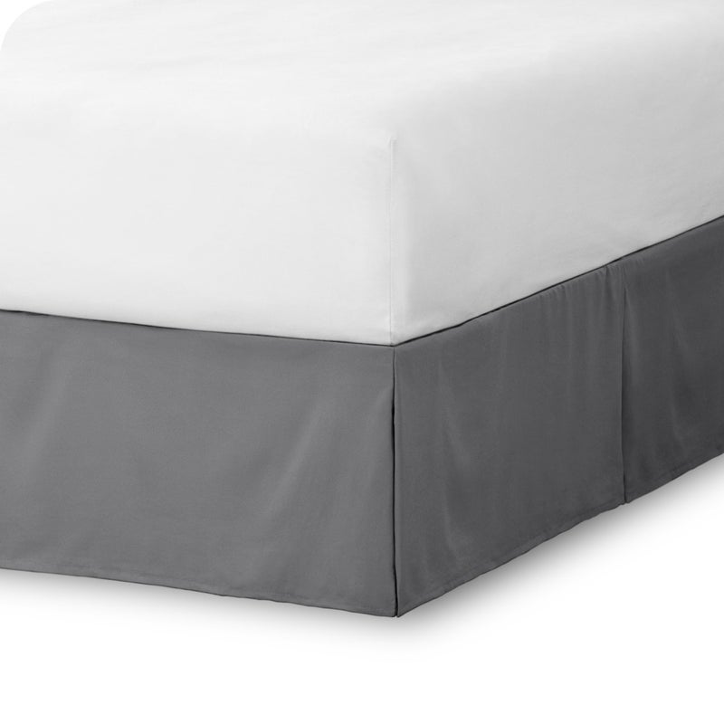 Bare Home Bare Home King Bed Skirt  15Inch Tailored Drop Easy Fit  Bed Skirt for Beds  Center  Corner Pleats King Grey 