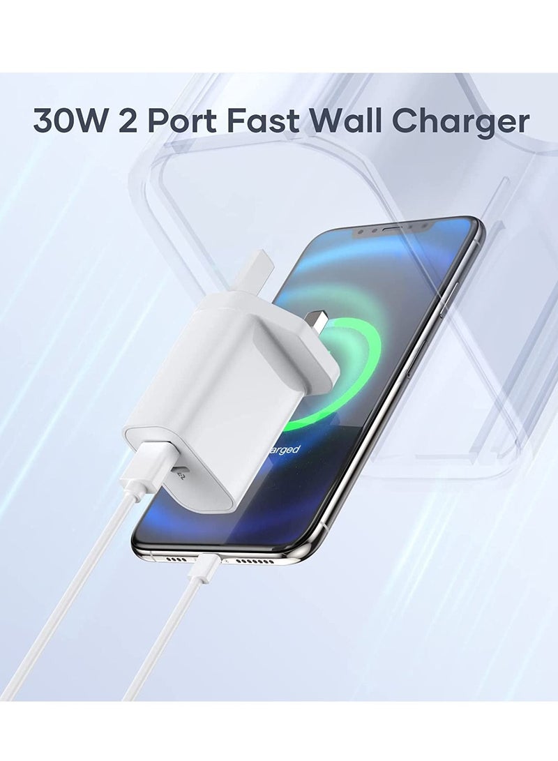 Jmary USB Charger, Jmary 30W Wall Charger, Dual Port USB C Charger PD3.0 Fast Charging Adapter for i phone 14/14Pro/13/13 Pro/12/12 Mini/12 Pro/12 Pro Max/11 Pro Max iPad Pro - Image 2
