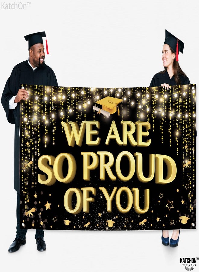 KatchOn, XtraLarge We are So Proud of You Banner - 72x44 Inch | Black and Gold Graduation Backdrop 2026 for Graduation Decorations 2026 | Congratulations Banner Congratulations Decorations - Image 3