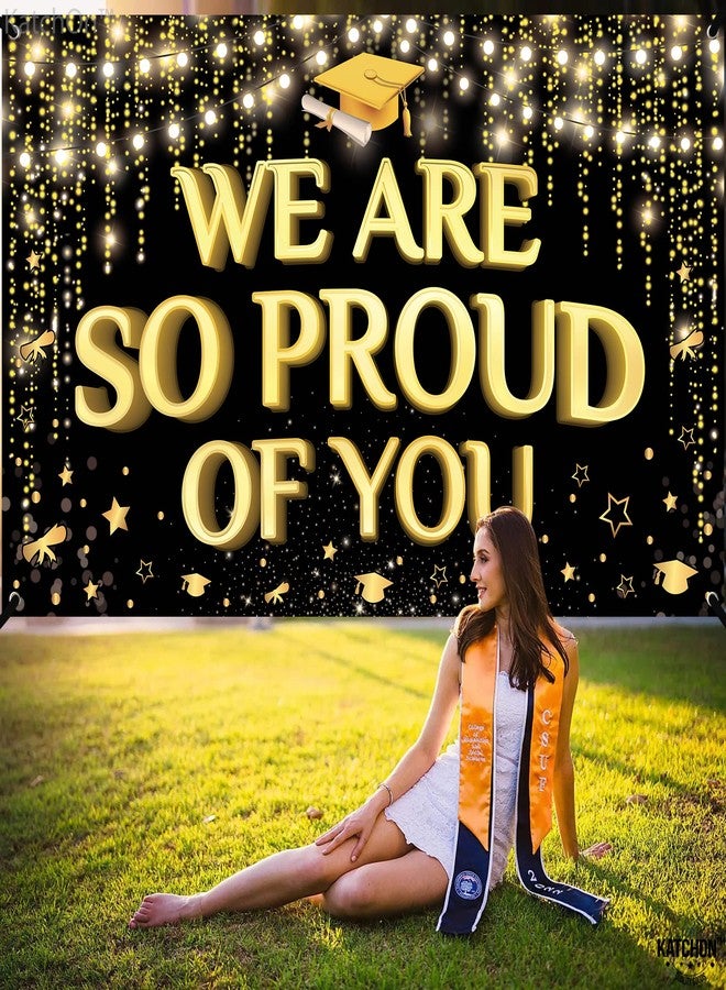 KatchOn, XtraLarge We are So Proud of You Banner - 72x44 Inch | Black and Gold Graduation Backdrop 2026 for Graduation Decorations 2026 | Congratulations Banner Congratulations Decorations - Image 2