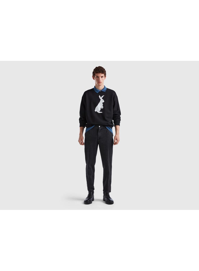 UNITED COLORS OF BENETTON Cotton Sweatshirt With Bunny Print  - Image 5
