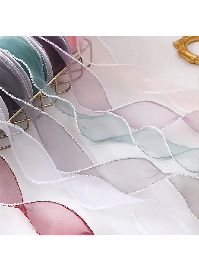 White ZZ SD HS Pearled Edged Transparent Fish Tail Gauze Ribbon 5 Yard Long 1.57 Inch Wide Craft Decorative Ribbon For Floral Bouquet Wreath Wedding Gift Wrapping Hair Accessories Bow Making DIY Crafts - Image 1