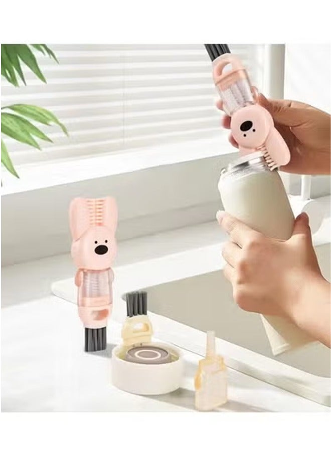 Vinnatsu Vinnatsu 4 in 1 Straight Handle Silicone Bottle Brush Hangable Portable Baby Bottle Cleaning Brush with Silicone Bottle Brush Nipple Cleaner Brush Straw Brush for Home and Travel(White+Pink+Yellow） - Image 5