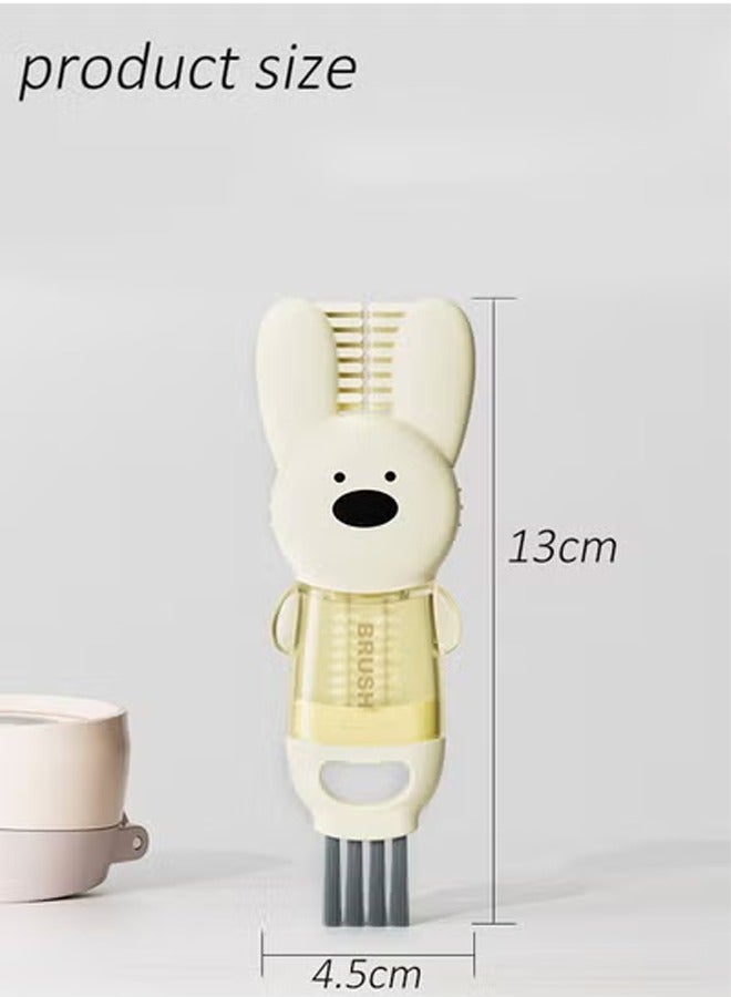 Vinnatsu Vinnatsu 4 in 1 Straight Handle Silicone Bottle Brush Hangable Portable Baby Bottle Cleaning Brush with Silicone Bottle Brush Nipple Cleaner Brush Straw Brush for Home and Travel(White+Pink+Yellow） - Image 2