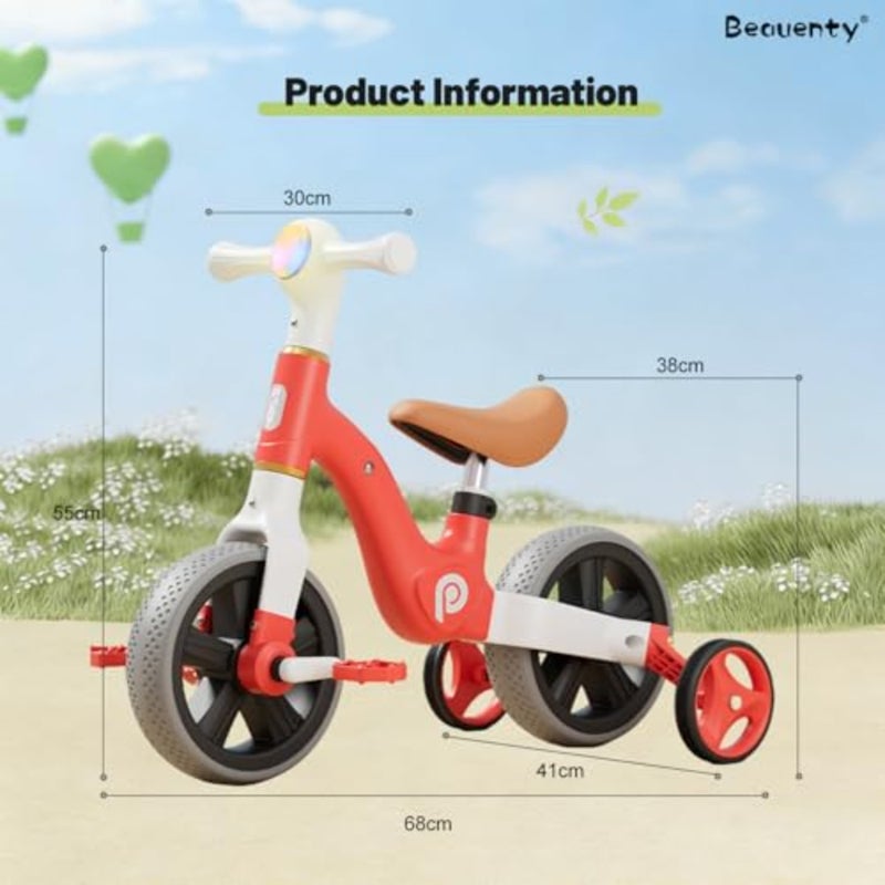 tricycle for outdoor play, steel frame, red finish, adjustable seat and handlebars for growing toddlers aged 1-5 years - Image 2