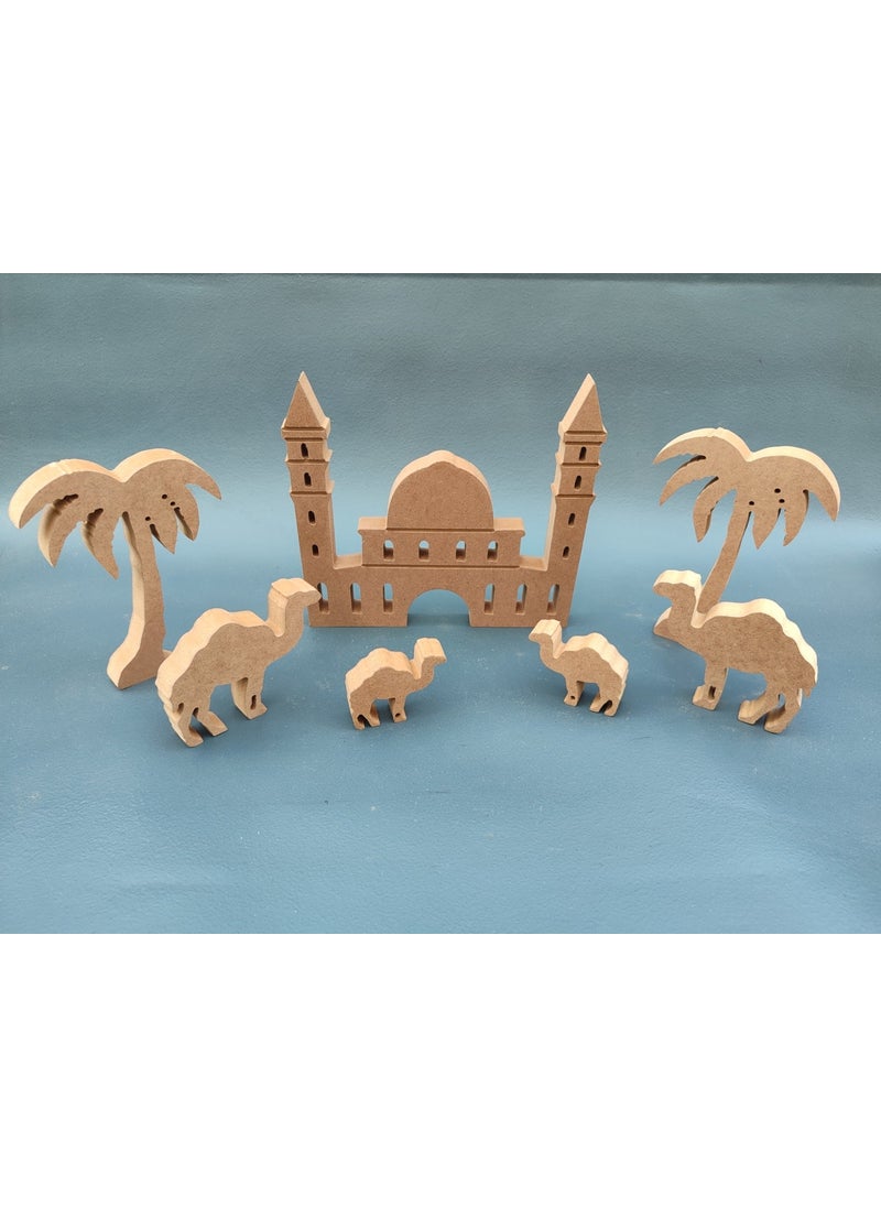 Cheerful Wooden RMZN15-AYASAFIA Mosque 20 Cm, Palm Tree and Camel. Wood Painting Activity, Painting Set Special for Ramadan - pzsku/Z60555561A810838D67C5Z/45/_/1730600185/36df44f6-ce80-49f4-9e75-27c0ff3b98c6