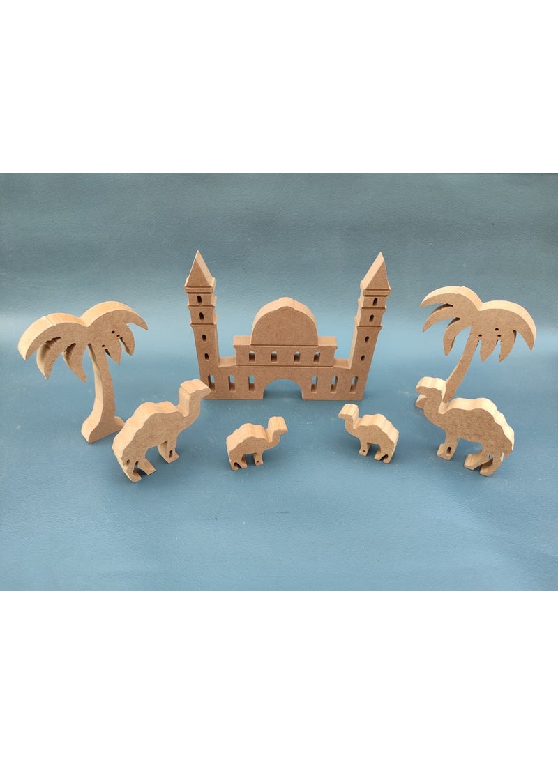 Cheerful Wooden RMZN15-AYASAFIA Mosque 20 Cm, Palm Tree and Camel. Wood Painting Activity, Painting Set Special for Ramadan - pzsku/Z60555561A810838D67C5Z/45/_/1730600189/6744888e-edaa-4324-b1bf-809e2a7a65dd