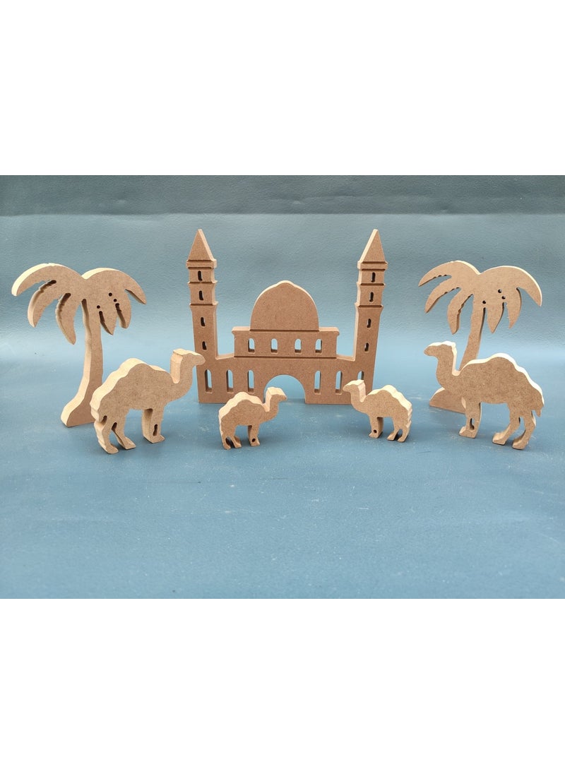 Cheerful Wooden RMZN15-AYASAFIA Mosque 20 Cm, Palm Tree and Camel. Wood Painting Activity, Painting Set Special for Ramadan - pzsku/Z60555561A810838D67C5Z/45/_/1730600256/d41ab47b-52ae-4d36-8573-951cced68e68