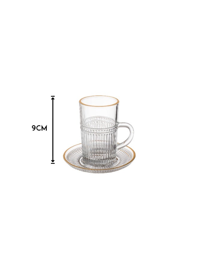 Dania Saudi tea and coffee set made of pure glass, consisting of 12 tea cups + 12 tea saucers + 12 Saudi coffee cups - Image 4