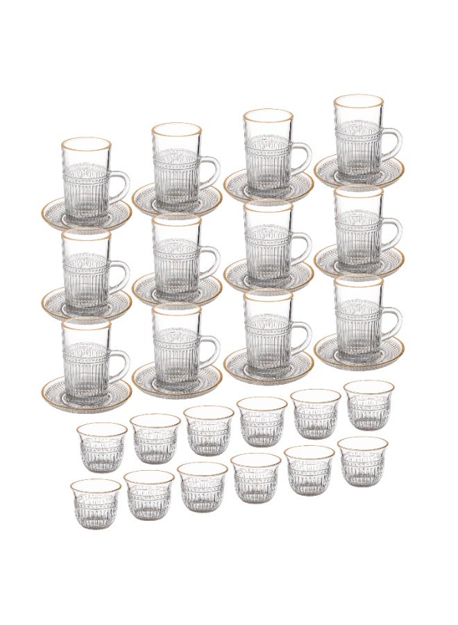 Dania Saudi tea and coffee set made of pure glass, consisting of 12 tea cups + 12 tea saucers + 12 Saudi coffee cups - Image 1