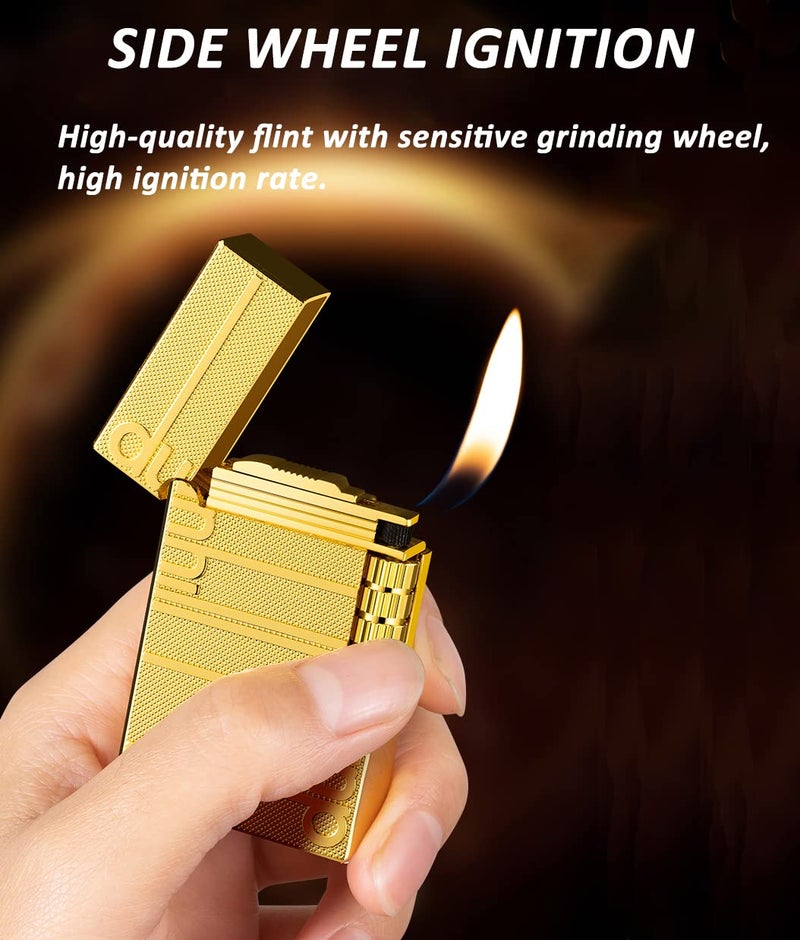Malisseladi Soft Flame Lighter, Traditional Flame Cigar Lighter with Adjustable Flame Dial, Vertical Ignition Roller, Metal Drawing Lighter - Image 4