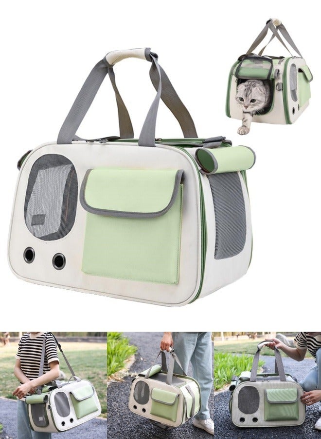 أفضل ذروة قفص قطط، حامل كلاب، 16.5 رطل، قابل للطي أثناء السفر، حامل قطط ناعم الجانب، غطاء قابل للطي، للقطط العصبية (أخضر) - Image 1
