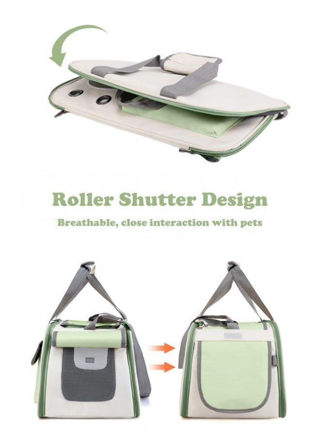 أفضل ذروة قفص قطط، حامل كلاب، 16.5 رطل، قابل للطي أثناء السفر، حامل قطط ناعم الجانب، غطاء قابل للطي، للقطط العصبية (أخضر) - Image 2