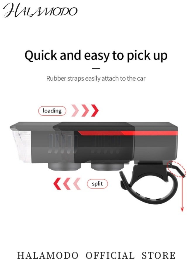 Halamodo Bike Horn Headlight Solar USB Dual Charging Bike Horn Light High Brightness Bike Headlight Waterproof Bike Horn Light Essential Gear for Night Cycling - Image 5