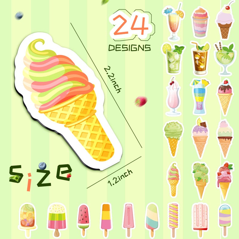 Nezyo 24 Pieces Magnetic Bookmarks Cute Magnet Page Markers Foldable Page Clip for Students Reading Stationery Supplies Office Presents(Ice Sucker) - Image 2