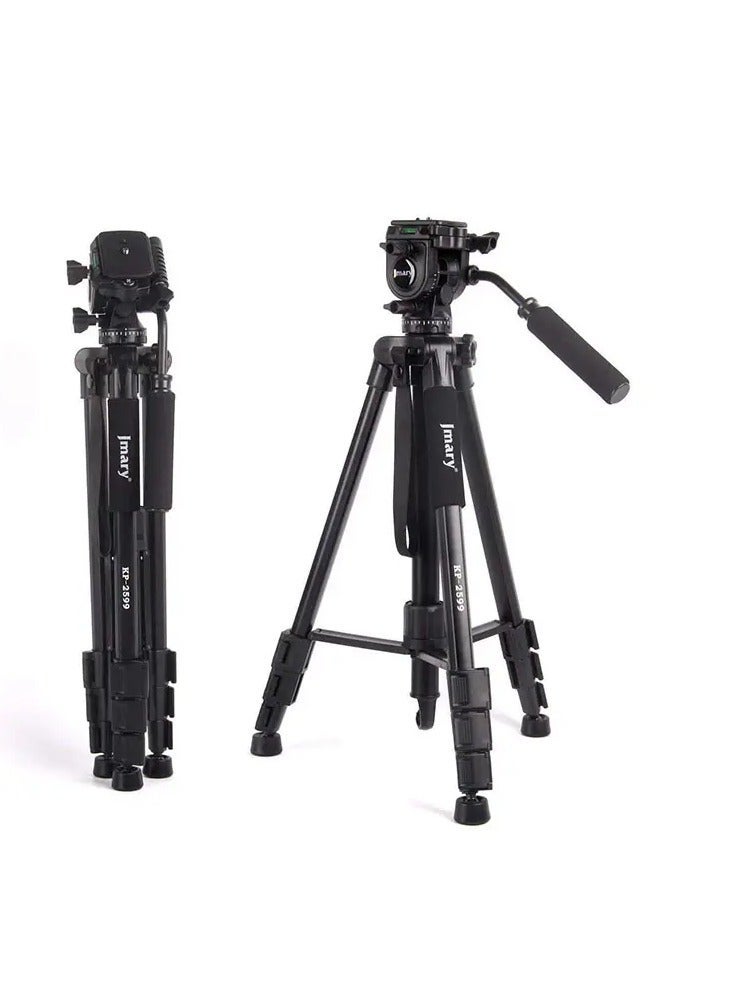 Jmary Jmary KP-2599 Aluminum Monopod Tripod - Lightweight 5-Section Extendable Monopod with Foldable Feet, Phone Holder, 360° Pan Head, and Quick Release Plate for Smartphones, Cameras, and Vlogging (Max Height 65") - Image 1