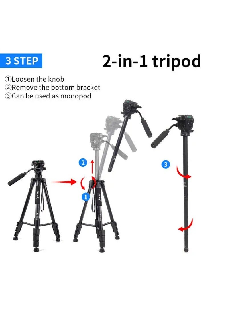 Jmary Jmary KP-2599 Aluminum Monopod Tripod - Lightweight 5-Section Extendable Monopod with Foldable Feet, Phone Holder, 360° Pan Head, and Quick Release Plate for Smartphones, Cameras, and Vlogging (Max Height 65") - Image 4