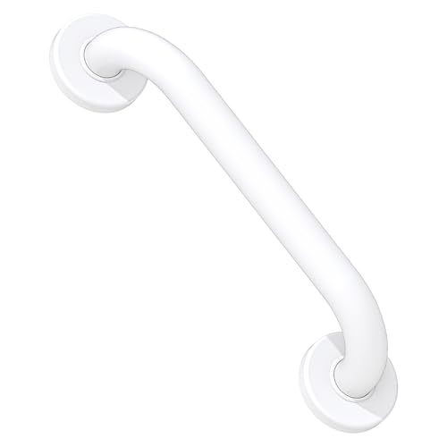 ROTHLEY 12 Inch Grab Bar for Bathtubs and Showers Stainless Steel Shower Grab Bar Wall Mounted Shower Handle with Concealed Screws for Handicapped Elderly and Seniors Matte White - Image 1