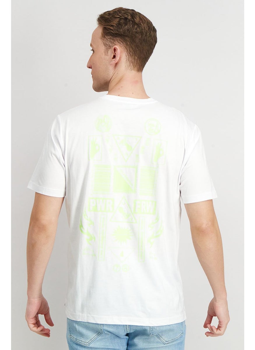 DIESEL Men Crew Neck Short Sleeve Brand Logo T-Shirt, White  - Image 3