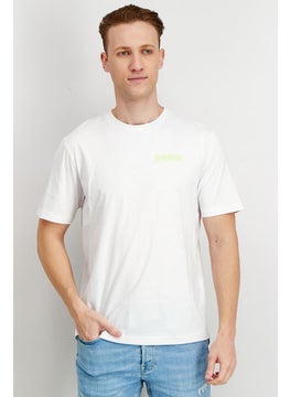 DIESEL Men Crew Neck Short Sleeve Brand Logo T-Shirt, White  - Image 1