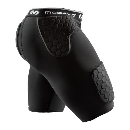 McDavid Mens Compression Shorts with HEX Pads DualDensity Thudd Tights with Hip Tailbone Thigh Padding for Mens Compression Shorts with Cup Pocket Black - Image 1