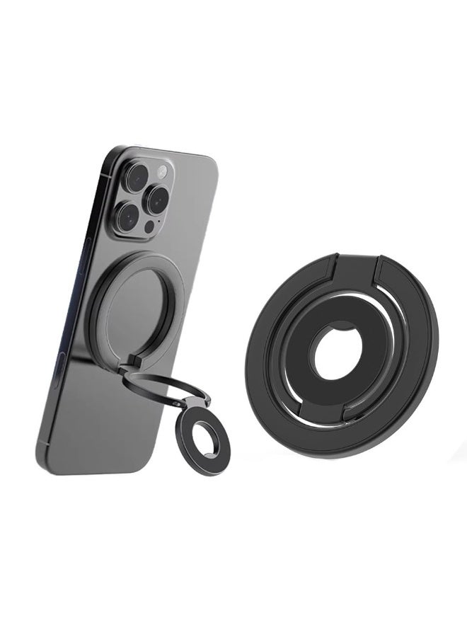 حامل هاتف مغناطيسي من سبيكة فاخرة – حامل مكتبي ثلاثي الطي، متوافق مع MagSafe، عالمي لجميع الهواتف الذكية، أسود - Image 1