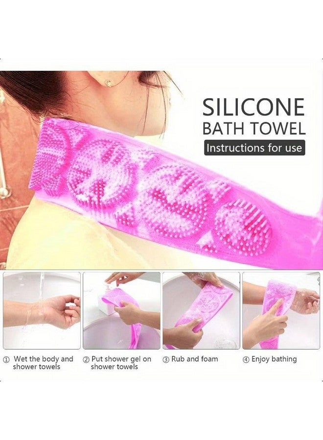 FIGMENT Silicone Body Back Scrubber - Blue Double Side Bathing Brush for Skin Deep Cleaning Massage | Dead Skin Removal Exfoliating Belt for Shower| Back Body Scruber - Image 4