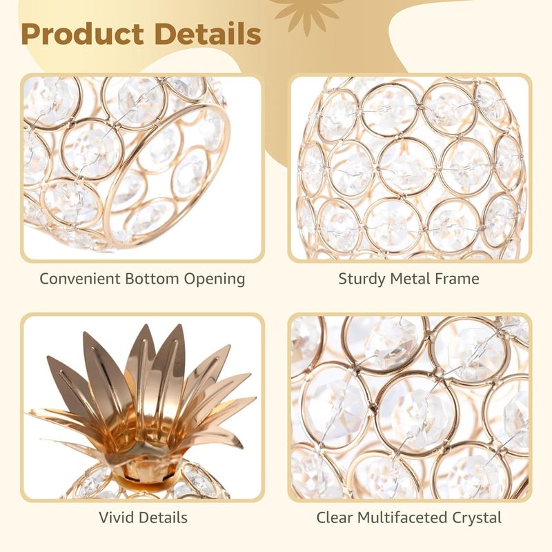 3-Piece Golden Crystal Fruit Sculpture Set: Pine, Pear, and, Elegant Table Decoration for Home, Office, and Parties - Image 5