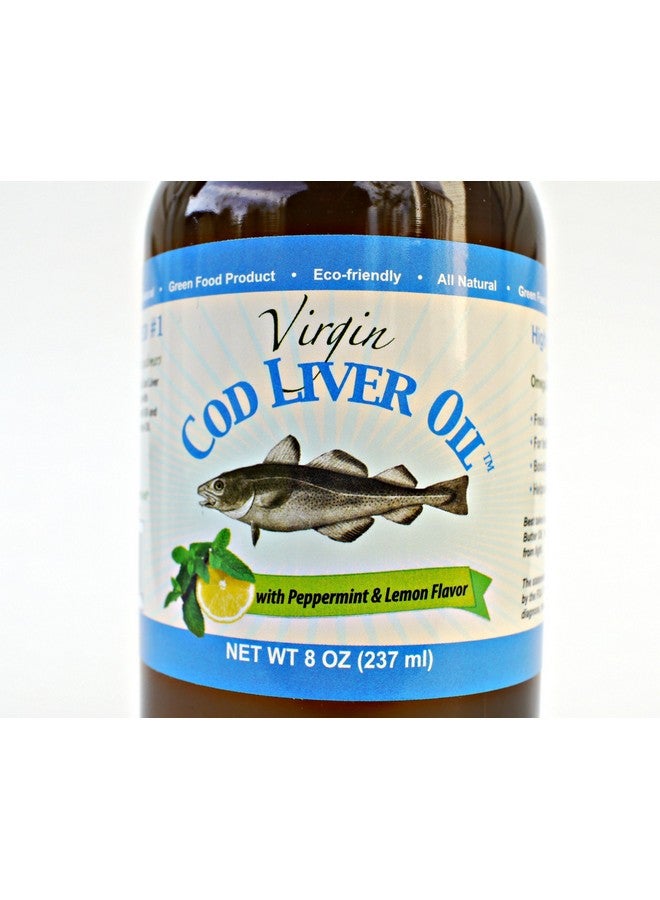 Generic Virgin Cod Liver Oil - 8 Fl oz Natural, Sustainably sourced, Wild Caught & Fresh Tasting. High in Vitamin D, Omega 3 DHA/EPA (Lemon and Peppermint Flavored)  - Image 2