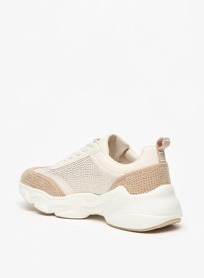 ELLE Women's Textured Lace-Up Chunky Sports Shoes