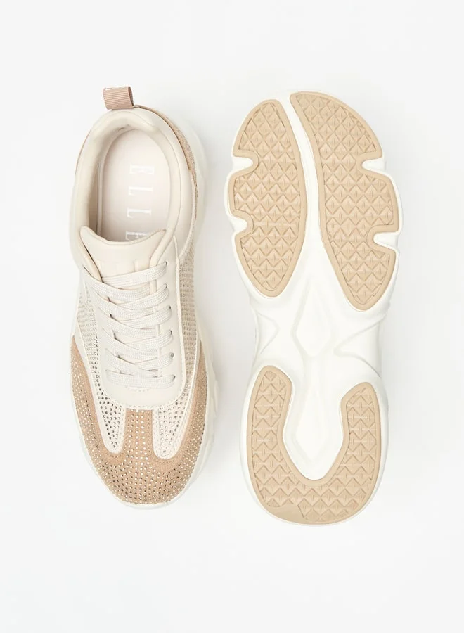 ELLE Women's Textured Lace-Up Chunky Sports Shoes
