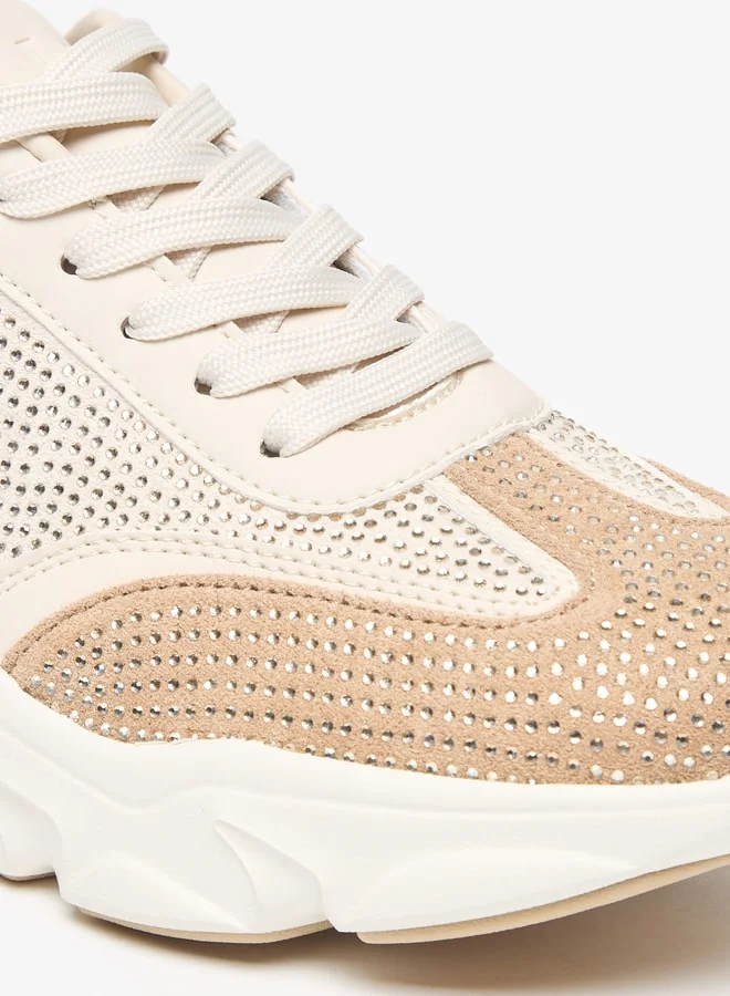 ELLE Women's Textured Lace-Up Chunky Sports Shoes
