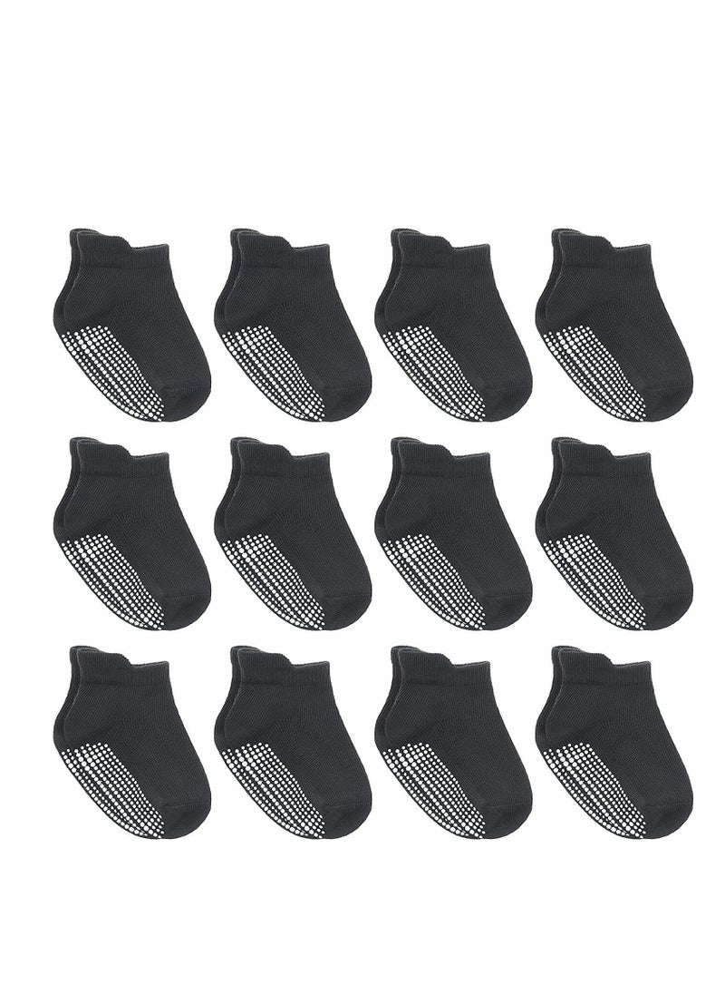 SYOSI ELECDON Non Slip Toddler Socks, Anti Skid Athletic Socks with Grip, for Toddlers Boys or Girls, Anti-Slip Ankle Socks for Infants and Kids(12 Pairs)  - Image 1