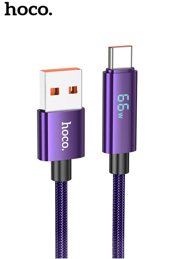 hoco. Cable USB to Type-C U125 Benefit 5A fast charge(Purple)  - Image 1