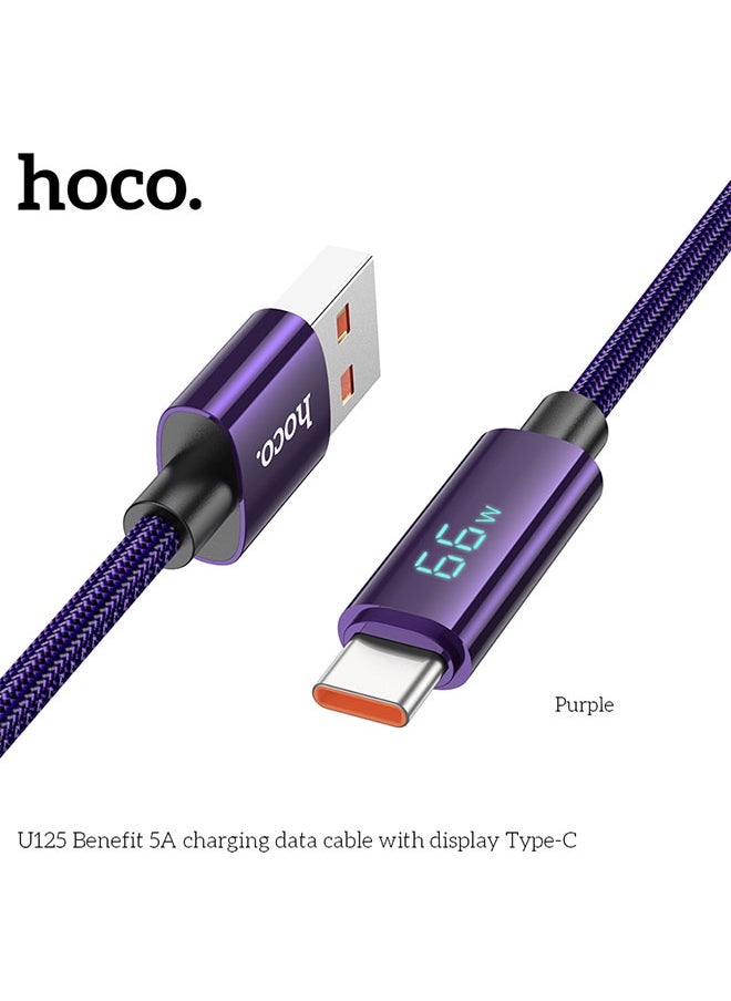 hoco. Cable USB to Type-C U125 Benefit 5A fast charge(Purple)  - Image 2