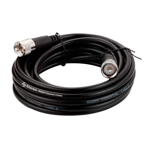 STEREN RG8X Coaxial Cable 20 ft, CB Coax Cable with PL259 UHF Connectors, Male to Male Low Loss 50 Ohm for HAM Radio, LMR400, Antenna Analyzer - Image 1