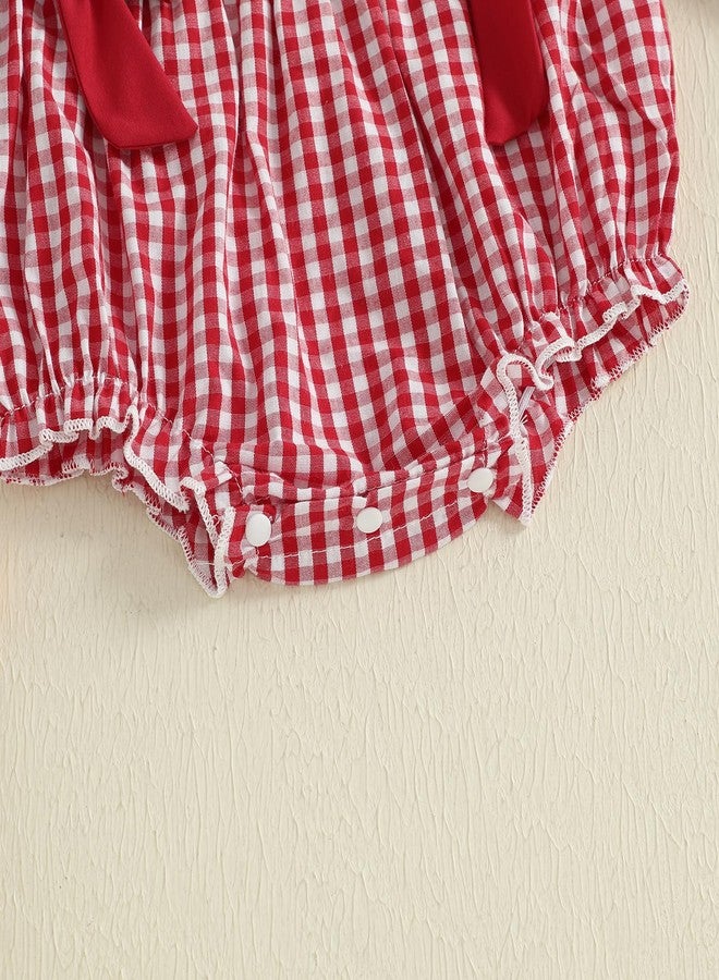 Socutebabe طقم ملابس أطفال بناتي من Socutebabe بتصميم كرة قدم، رومبير منقوش بنقشة مربعات، جمبسوت مطرز بكرة قدم، ملابس خريفية وشتوية لطيفة (أحمر، 6-12 شهرًا) - Image 5