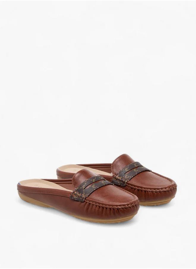 Le Confort Women's Solid Slip-On Mules with Monogram Print Detail